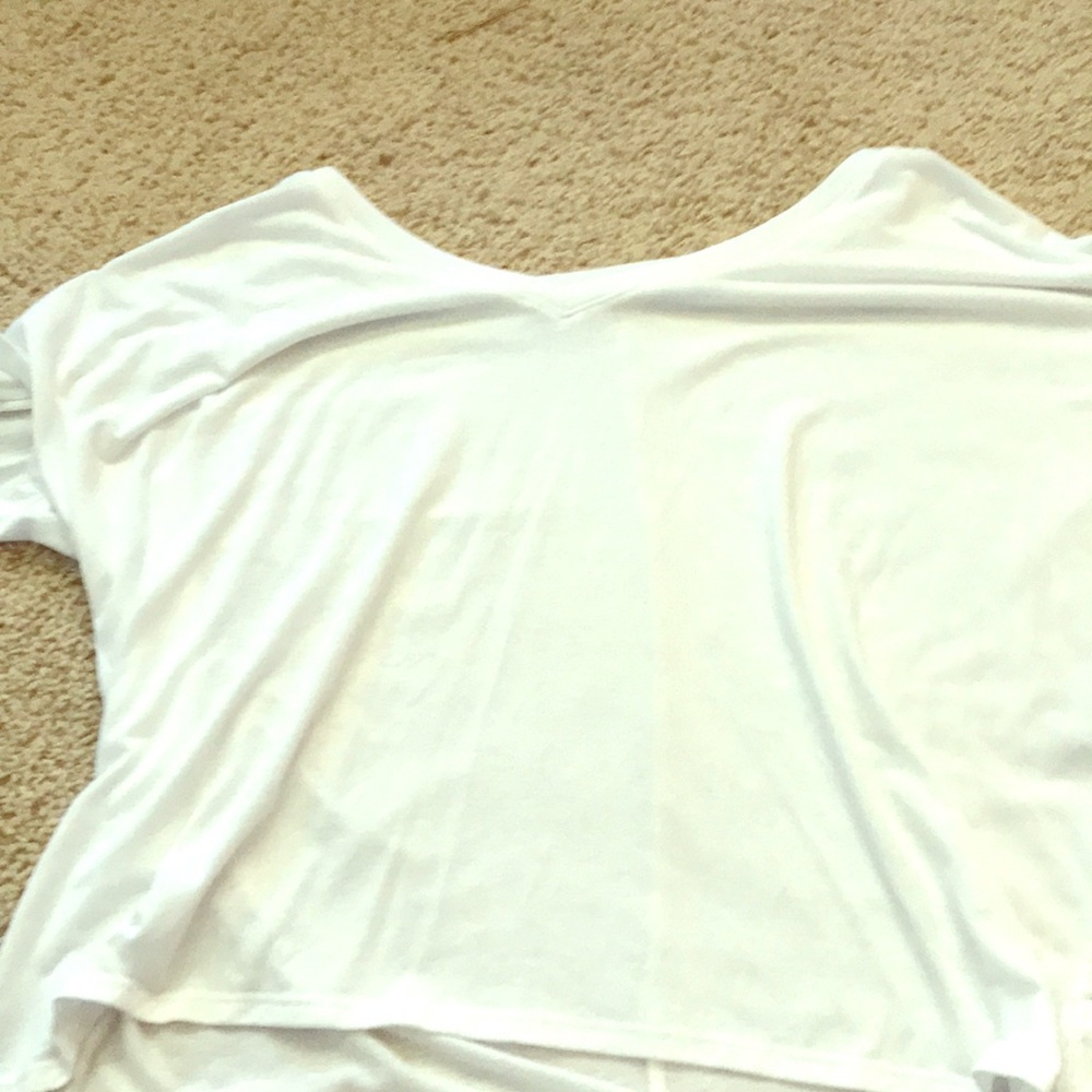 V-neck white top